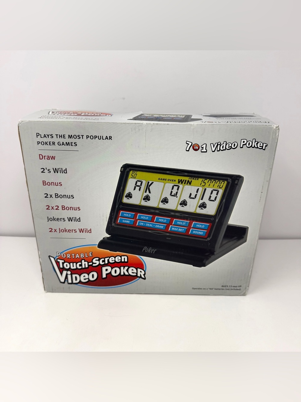 RecZone Portable Color Touch Screen 7 In 1 Video Poker Tabletop Games Black EUC